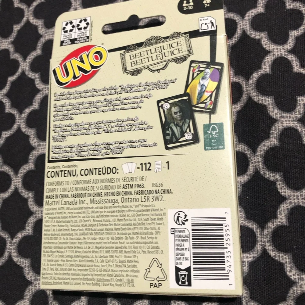 Beetlejuice Themed UNO Card Game for 2 to 10 Players Ages 7 and Up AB7